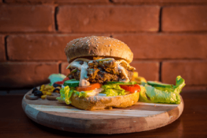 Cheese Burger With Green Salad